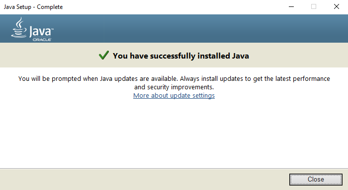 Succesful Java Install